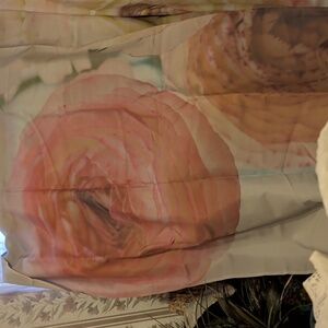 Shower Curtain With Huge Pink & Cream Peonies, With Touches Of Green